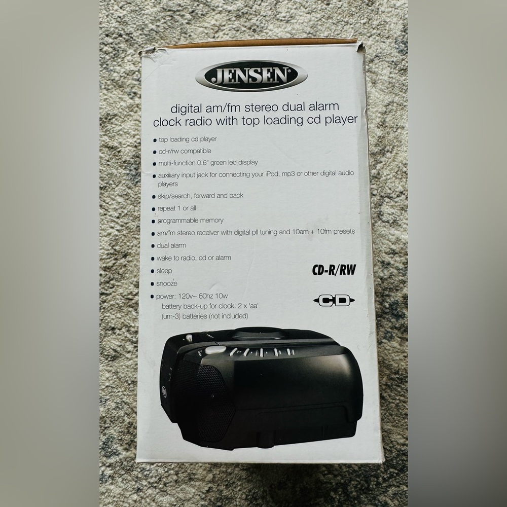Jensen JCR-310 am/fm stereo/dual alarm clock/CD player - Picture 5 of 5